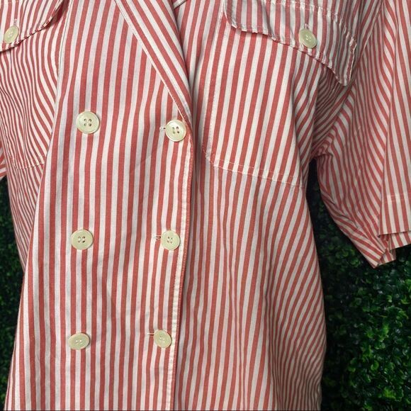 Vintage Button Down Striped Orange/Creme Top Sz 6 - Picture 5 of 11